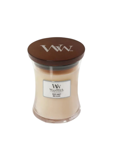 WoodWick White Honey Medium Ароматическая свеча с ароматом апельсинового цуката Средняя