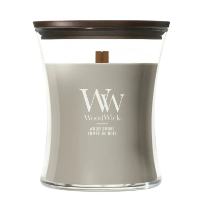 WoodWick Wood Smoke Medium Ароматическая свеча с ароматом кедра и тлеющих углей Средняя