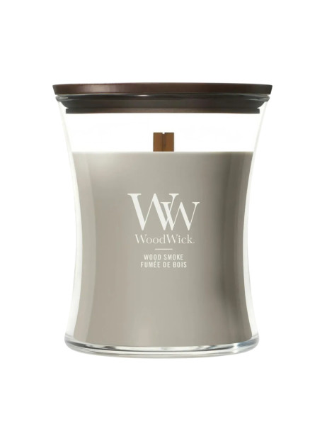 WoodWick Wood Smoke Medium Ароматическая свеча с ароматом кедра и тлеющих углей Средняя
