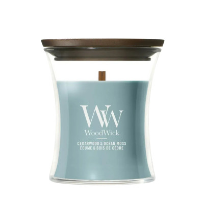 WoodWick Cedarwood & Ocean Moss Mini Ароматическая свеча с нотами кедра и океанического мха Мини