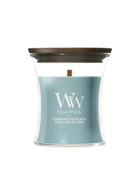 WoodWick Cedarwood & Ocean Moss Mini Ароматическая свеча с нотами кедра и океанического мха Мини