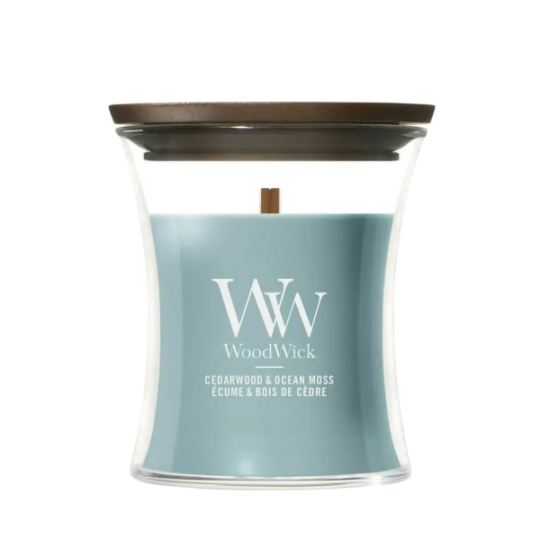 WoodWick Cedarwood & Ocean Moss Mini Ароматическая свеча с нотами кедра и океанического мха Мини