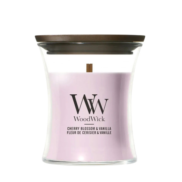 WoodWick Cherry Blossom & Vanilla  Mini Ароматическая свеча с ароматом цветущей вишни и ванили Мини