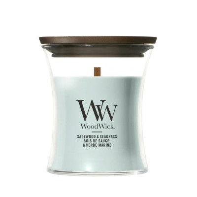 WoodWick Sagewood & Seagrass Mini Ароматична свічка з нотами шавлії, океану та кедра Міні