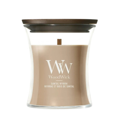 WoodWick Santal Myrrh Mini Ароматическая свеча с нотами красного дерева, эвкалипта и амбры Мини