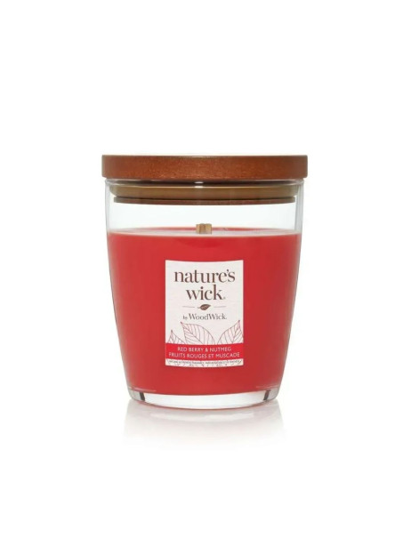 WoodWick Nature’s Wick Redberry & Nutmeg Medium Ароматична свічка з ароматом червоних ягід та мускатного горіха Середня
