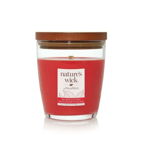 WoodWick Nature’s Wick Redberry & Nutmeg Medium Ароматична свічка з ароматом червоних ягід та мускатного горіха Середня
