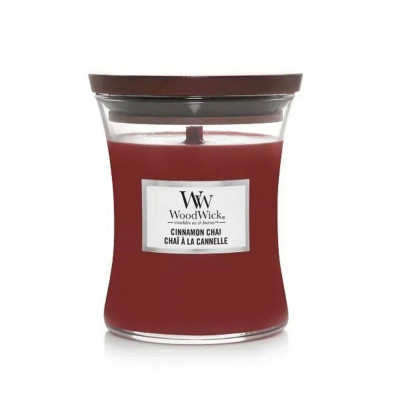 WoodWick Cinnamon Chai Medium Ароматическая свеча с ароматом ванили и корицы Средняя