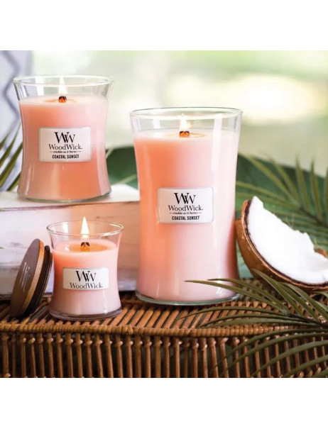 WoodWick Coastal Sunset Medium Ароматическая свеча с очень нежными нотами Средняя