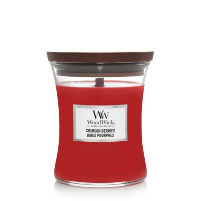 WoodWick Crimson Berries Medium Ароматическая свеча с нотами рождественских ягод Средняя