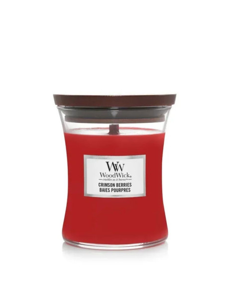WoodWick Crimson Berries Medium Ароматическая свеча с нотами рождественских ягод Средняя