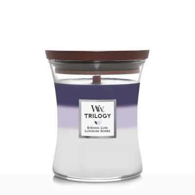 WoodWick Evening Luxe Trilogy Medium Ароматическая свеча с трехслойным ароматом Средняя