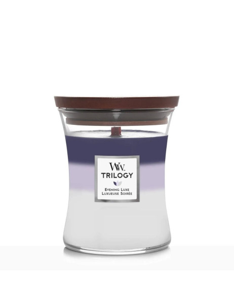WoodWick Evening Luxe Trilogy Medium Ароматическая свеча с трехслойным ароматом Средняя