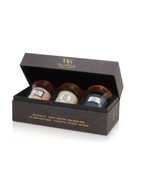 WoodWick Evening Onyx, Coastal Sunset, Solar Ylang Mini Набор свечей