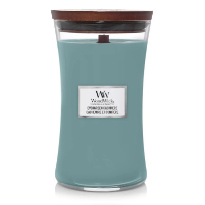 WoodWick Evergreen Cashmere Large Ароматическая свеча с нотами сосны, свежего воздуха и кашемира Большая