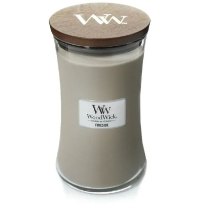 WoodWick Fireside Large Ароматическая свеча с ароматом копченого дерева и яблочной кожуры Большая