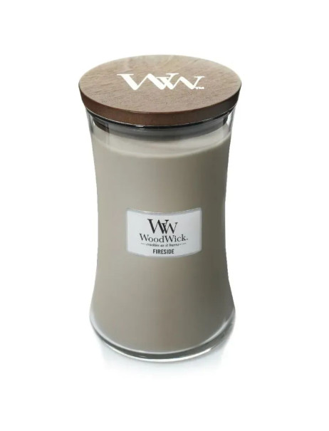 WoodWick Fireside Large Ароматическая свеча с ароматом копченого дерева и яблочной кожуры Большая
