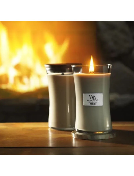 WoodWick Fireside Large Ароматическая свеча с ароматом копченого дерева и яблочной кожуры Большая