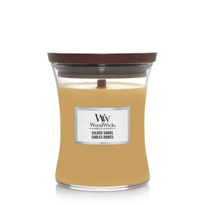 WoodWick Gilded Sands Medium Ароматическая свеча с ароматом инжира и гваякового дерева Средняя