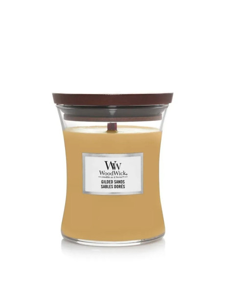 WoodWick Gilded Sands Medium Ароматична свічка з ароматом інжиру та гваякового дерева Середня