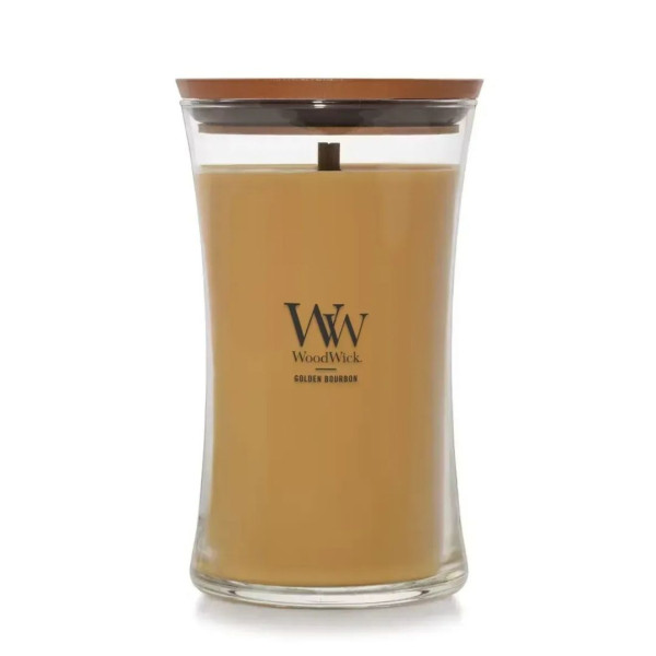 WoodWick Golden Bourbon Large Ароматична свічка з ароматом медового віскі та копченого дерева Велика