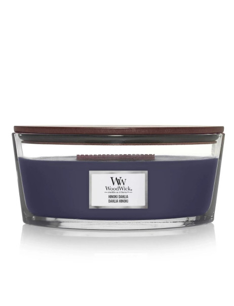 WoodWick Hinoki Dahlia Ellipse Ароматическая свеча с нотами дерева хиноки, сливы и георгины Эллипс