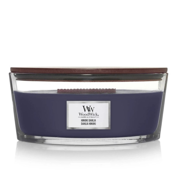 WoodWick Hinoki Dahlia Ellipse Ароматична свічка з нотами дерева хінокі, сливи та жоржини Еліпс