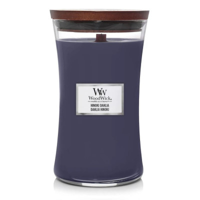 WoodWick Hinoki Dahlia Large Ароматическая свеча с нотами дерева хиноки, сливы и георгины Большая