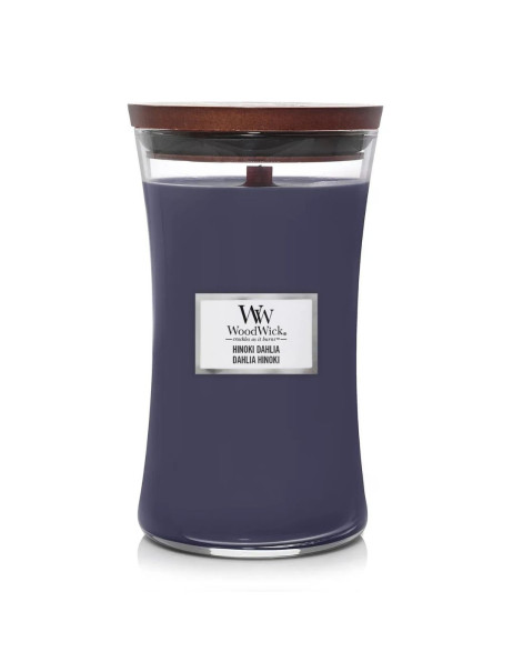 WoodWick Hinoki Dahlia Large Ароматична свічка з нотами дерева хінокі, сливи та жоржини Велика