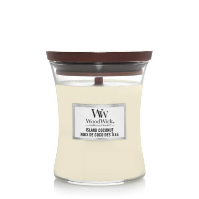 WoodWick Island Coconut Medium Ароматическая свеча с ароматом кокоса и ананаса Средняя