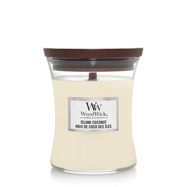 WoodWick Island Coconut Medium Ароматична свічка з ароматом кокоса та ананаса Середня