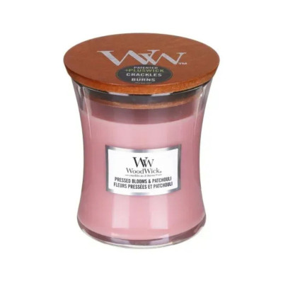 Woodwick Large Pressed Blooms & Patchouli Medium Ароматическая свеча с ароматом цветов Средняя
