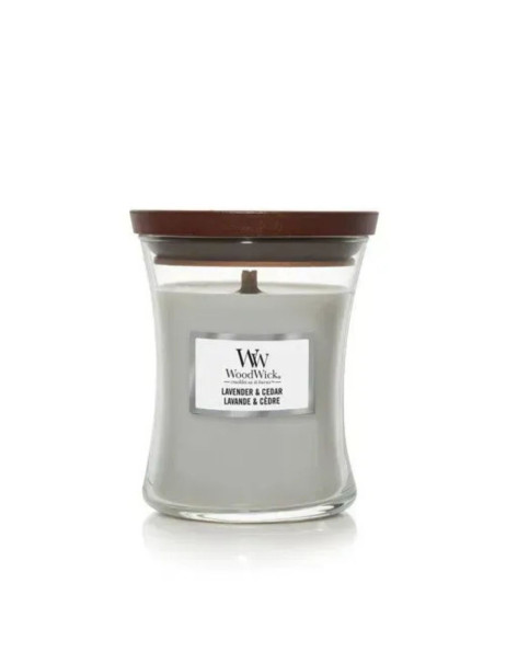 WoodWick Lavender & Cedar Medium Ароматическая свеча с ароматом кипариса, перца и лимона Средняя