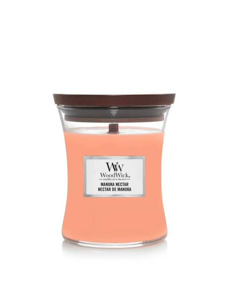 WoodWick Manuka Nectar Medium Ароматична свічка з персиком, медом і манго Середня