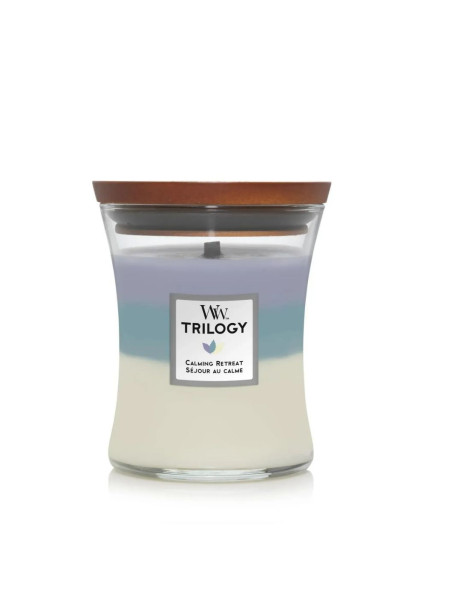 WoodWick Medium Trilogy Calming Retreat Medium Ароматическая свеча с трехслойным ароматом Средняя