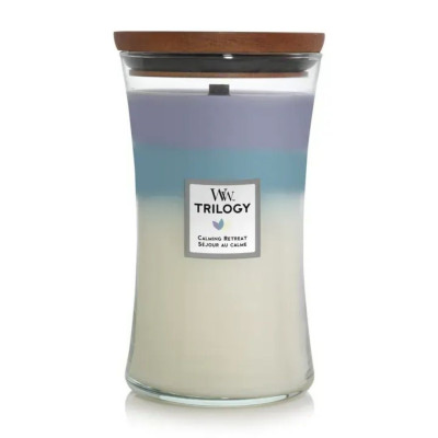 WoodWick Medium Trilogy Calming Retreat Large Ароматическая свеча с трехслойным ароматом Большая