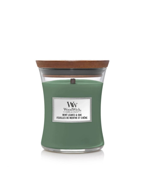 WoodWick Mint leaves & Oak Medium Ароматична свічка з нотами м'яти та дуба Середня