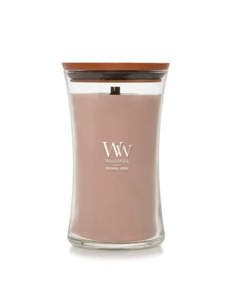 WoodWick Patchouli Crème Large Ароматична свічка з какао та копченим кашеміром Велика