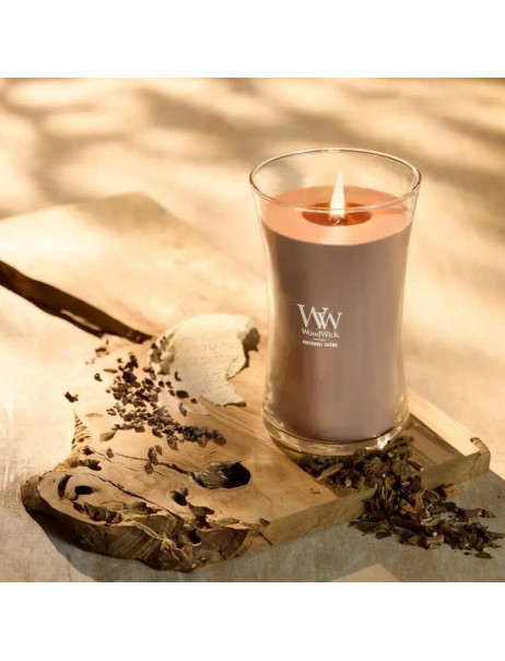 WoodWick Patchouli Crème Large Ароматична свічка з какао та копченим кашеміром Велика