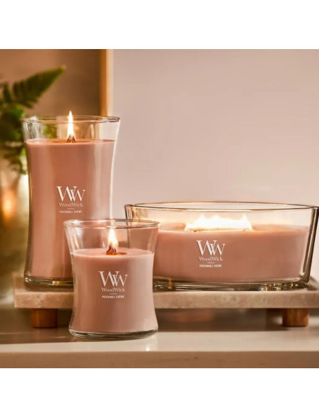 WoodWick Patchouli Crème Ellipse Ароматична свічка з какао та копченим кашеміром Еліпс