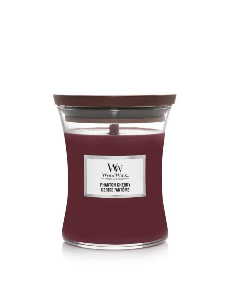 WoodWick Phantom Cherry Medium Ароматична свічка з ароматом темної вишні та амбри Середня