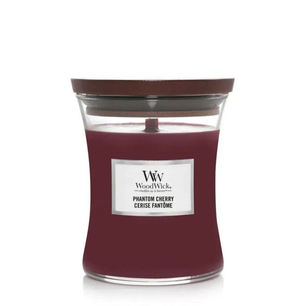 WoodWick Phantom Cherry Medium Ароматична свічка з ароматом темної вишні та амбри Середня