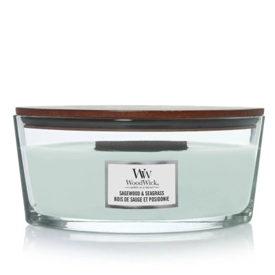 WoodWick Sagewood & Seagrass Ellipse Ароматична свічка з нотами шавлії, океану та кедра Еліпс