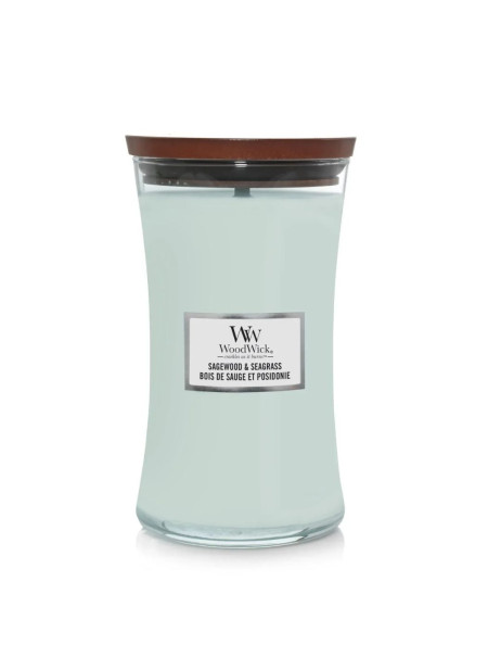 WoodWick Sagewood & Seagrass Large Ароматична свічка з нотами шавлії, океану та кедра Велика