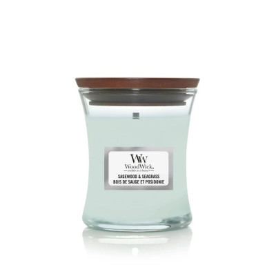 WoodWick Sagewood & Seagrass Mini Ароматическая свеча с нотами шалфея, океана и кедра Мини