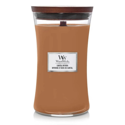 WoodWick Santal Myrrh Large Ароматическая свеча с нотами красного дерева, эвкалипта и амбры Большая