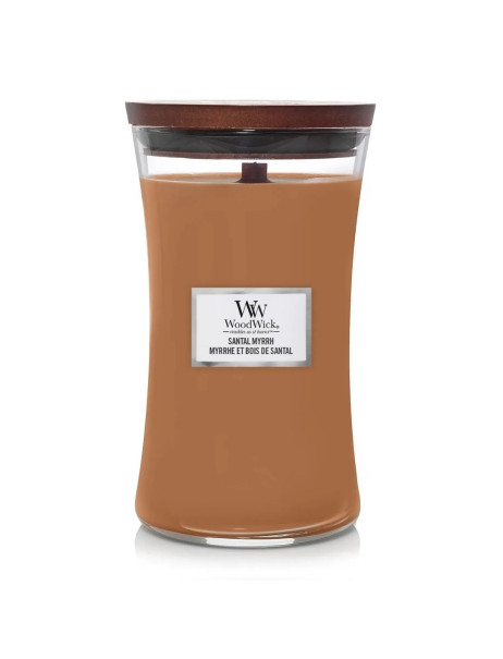WoodWick Santal Myrrh Large Ароматическая свеча с нотами красного дерева, эвкалипта и амбры Большая