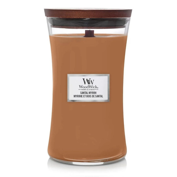 WoodWick Santal Myrrh Large Ароматична свічка з нотами червоного дерева, евкаліпта та амбри Велика
