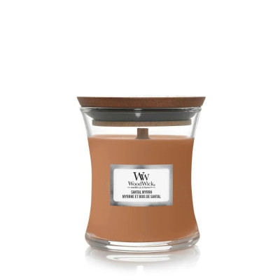 WoodWick Santal Myrrh Mini Ароматическая свеча с нотами красного дерева, эвкалипта и амбры Мини