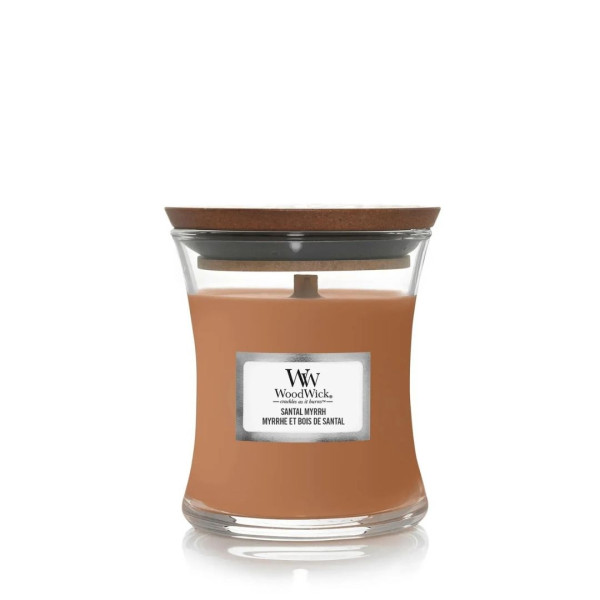 WoodWick Santal Myrrh Mini Ароматична свічка з нотами червоного дерева, евкаліпта та амбри Міні